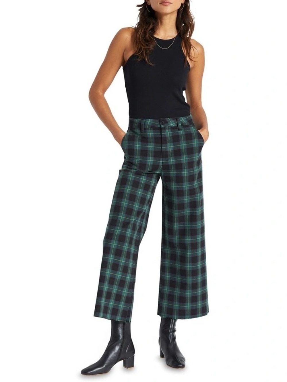 Brixton Victory Wide Leg Plaid Pant in Green/Black Womens’ size 26